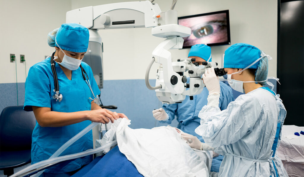 Surgeons doing surgery on a patient