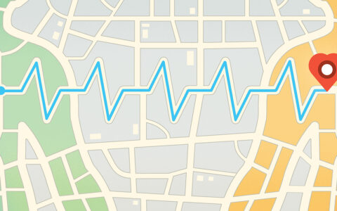 Illustration of heart transplant moving across a map