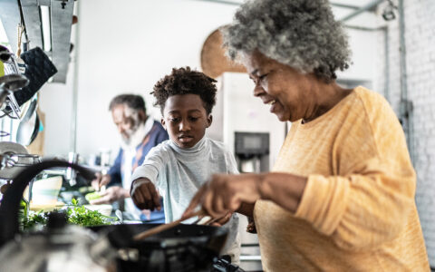 Family cooking together