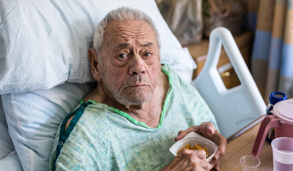Older man looking confused in hospital
