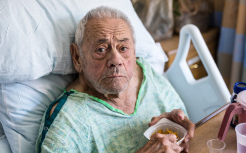Older man looking confused in hospital