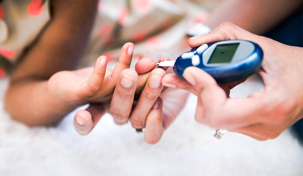 Diabetes finger prick insulin test