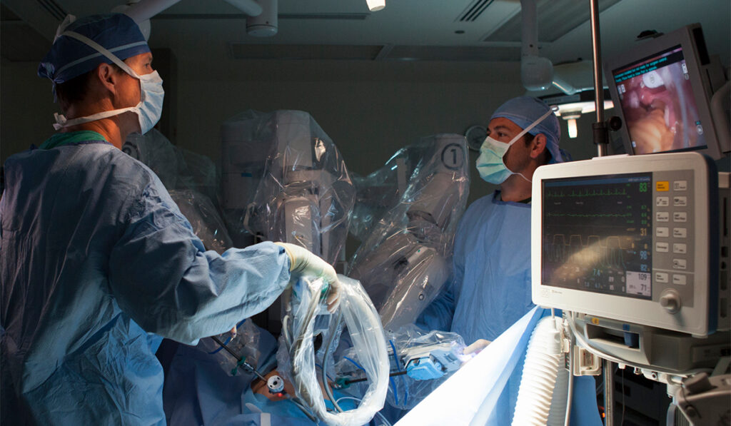 Intraoperative image of a robotic surgery