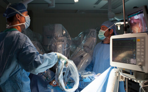 Intraoperative image of a robotic surgery