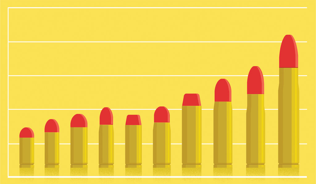 An illustration of bullets increasing in size against the backdrop of a graph.