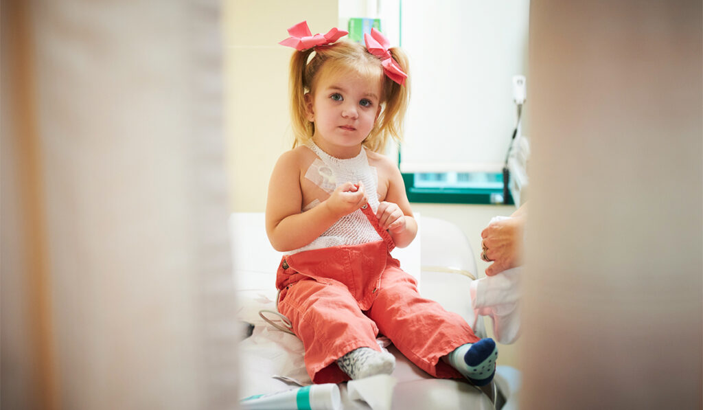 2 year old open heart surgery survivor getting check-up